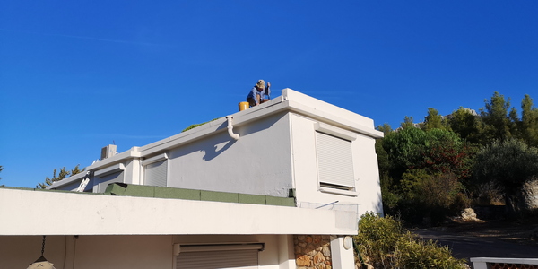 Francis peint le toit en blanc