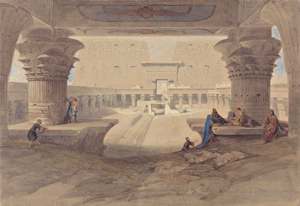 Sous le portique du temple de Edfou par David Roberts en 1838
